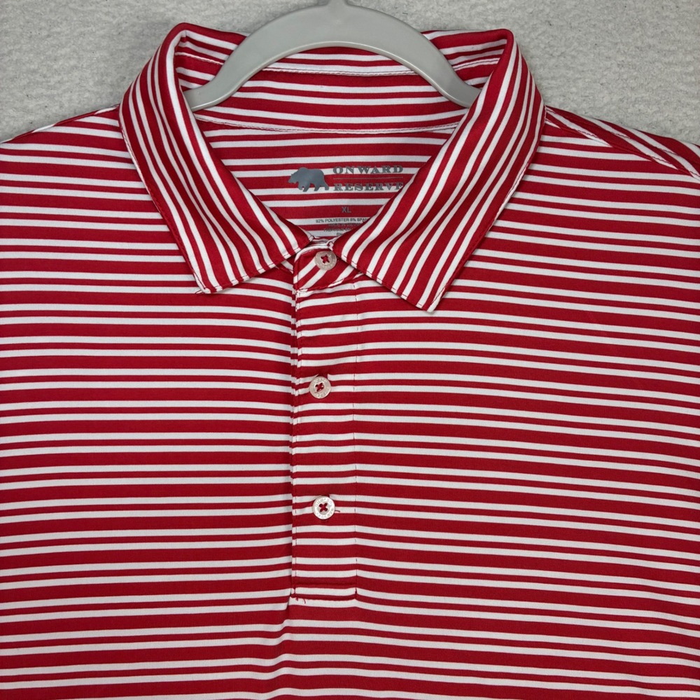 Onward Reserve Performance Golf Polo Shirt Men XL Red Striped Stretch Preppy